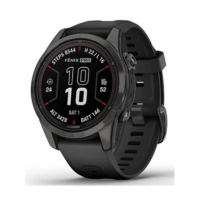 Garmin Sapphire Solar Stainless Steel Carbon Gray Unisex Smart watch With Black Silicone Strap