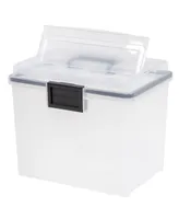 Iris Usa 19 Qt. Weatherpro Plastic Office Storage Portable Letter Size File Box with Organizer-Lid and Seal and Secure Latching Buckles, Clear