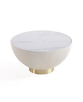 Manhattan Comfort Anderson -Piece Leatherette Upholstered Coffee Table And End Set