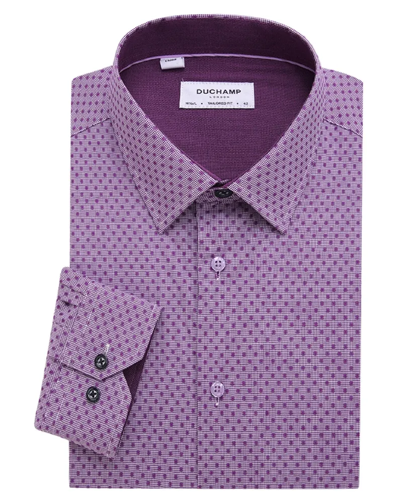 Duchamp London Men's Fancy Gingham Dress Shirt