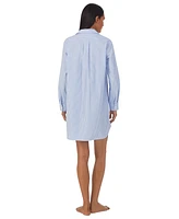 Lauren Ralph Women's Long-Sleeve Roll-Tab His Shirt Sleepshirt