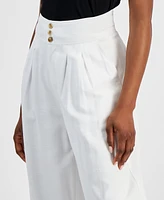 Bar Iii Petite High Rise Pleat-Front Wide Leg Pants, Created for Macy's