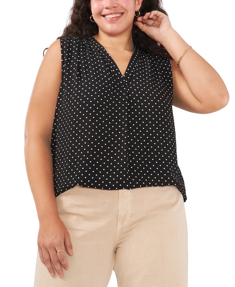 Vince Camuto Plus Size Dot-Print Top