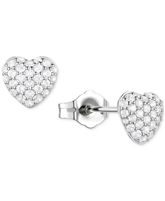 Diamond Pave Heart Stud Earrings (1/2 ct. t.w.) in 10k White Gold