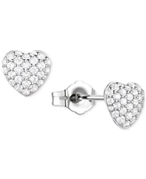 Diamond Pave Heart Stud Earrings (1/2 ct. t.w.) in 10k White Gold