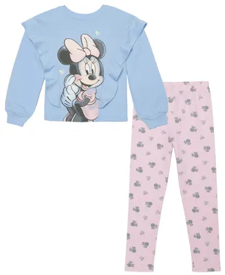 Disney Toddler Girls Long Sleeve Minnie Mouse Top and Leggings Set, 2PC