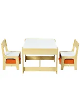 Kids Table Chairs Set With Storage Boxes Blackboard Whiteboard Drawing