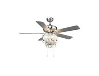 52 Inch Crystal Ceiling Fan Lamp w/ 5 Reversible Blades