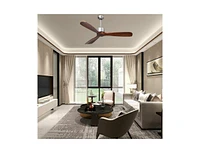 52 Inch Modern Ceiling Fan Indoor Outdoor Brushed Finish with Remote