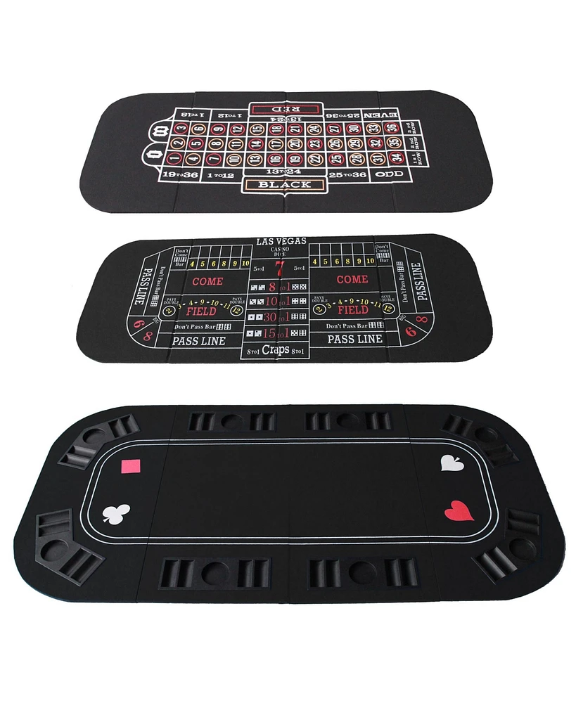 Ino Design Portable Poker Table Top for Casino Texas Holdem Poker Craps Roulette, Game Mat Tabletop Black