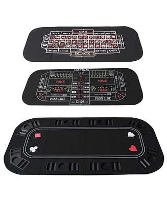 Ino Design Portable Casino Texas Holdem Poker/Craps/Roulette Mat Tabletop Black