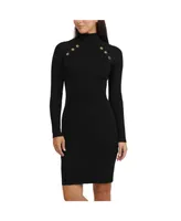 Ellen Tracy Women's Rib Sweater Dress with a Snap Detail