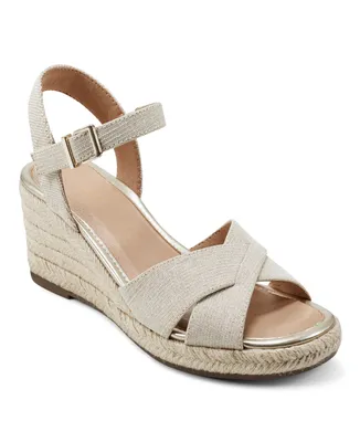 Easy Spirit Women's Shandra Ankle Strap Round Toe Wedge Sandals