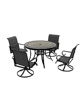 Mondawe 5-Piece Aluminum Outdoor Patio Dining Set with Swivel Armchair, Gray