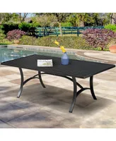 Mondawe 82" x 42" Rectangular Aluminum Outdoor Patio Dining Table with Umbrella Hole, Black