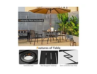 3 Pieces Patio Dining Set Stackable Chairs Armrest Table with Umbrella Hole