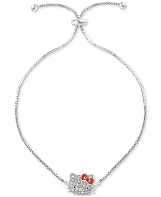 Hello Kitty Cubic Zirconia & Enamel Bolo Bracelet in Sterling Silver