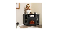 Slickblue Corner Tv Stand with 18 Inch Electric Fireplace for TVs up to 50