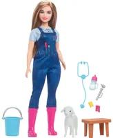 Barbie 65th Anniversary Careers Farm Vet Doll and 10 Accessories Including Lamb with Moving Ears