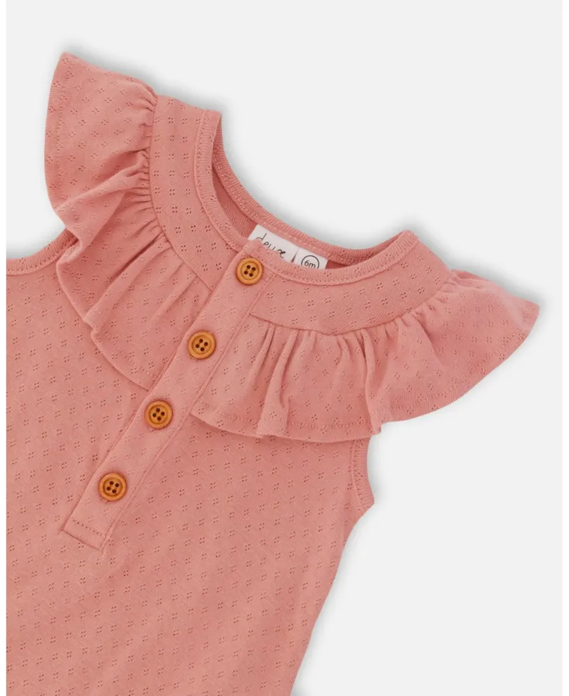 Baby Girl Organic Cotton Point Elle Knit Romper Old Rose - Infant