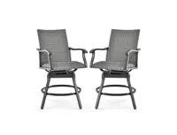 2 Pieces Patio Swivel Bar Chair Set with 4D Air Fiber Cushion