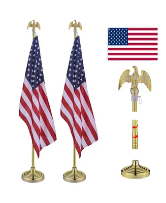 Yescom 2 Pack 6 Ft Sectional Indoor Flag Pole Kit Base Eagle Aluminum 3x5 Ft Embroidered Stars Us Flag