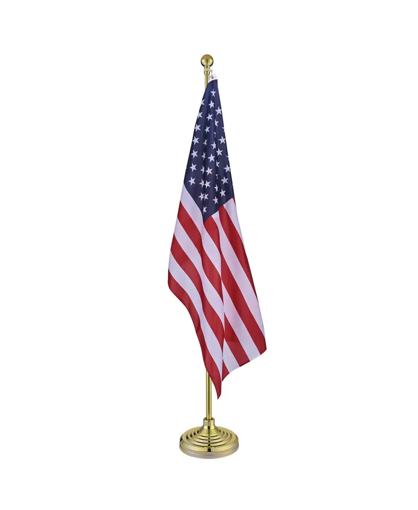 Yescom 6 Ft Sectional Indoor Flag Pole Kit Gold Finial Base Aluminum 3x5 Ft Us Flag