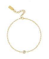 Ben Oni Gold-Tone Dainty Non-Tarnish Cubic Zirconia Paper Clip Bracelet