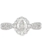 Diamond Oval Halo Twist Shank Engagement Ring (1-1/3 ct. t.w.) in 14k White Gold