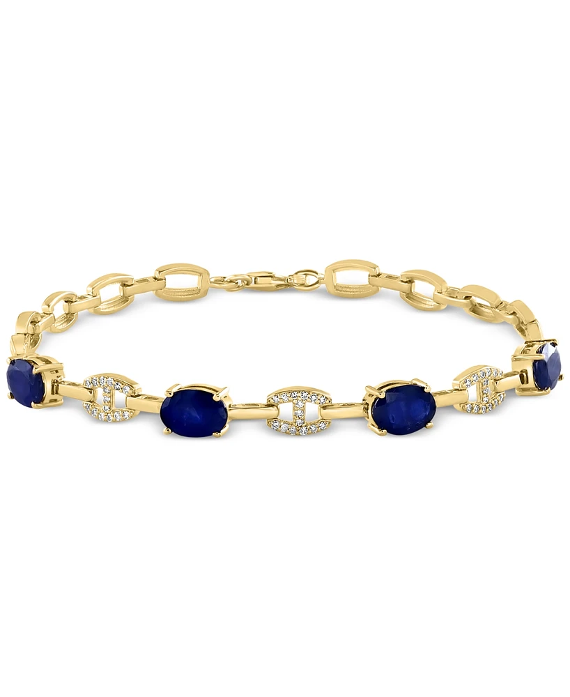 Effy Sapphire (3-3/4 ct. t.w) & Diamond (1/8 ct. t.w.) Mariner Tennis Link Bracelet in 14k Gold