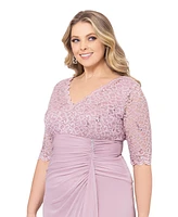 B&A by Betsy & Adam Plus V-Neck Gown