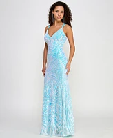 Morgan & Company Juniors' Sweetheart-Neck Sleeveless Sequin Gown