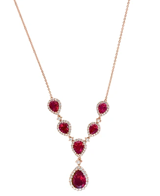 Effy Lab Grown Ruby (16-1/4 ct. t.w.) & Lab Grown Diamond (2-5/8 ct. t.w.) 18" Statement Necklace in 14k Rose Gold
