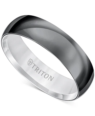 Triton Men's Titan Wedding Band Black & White Titanium