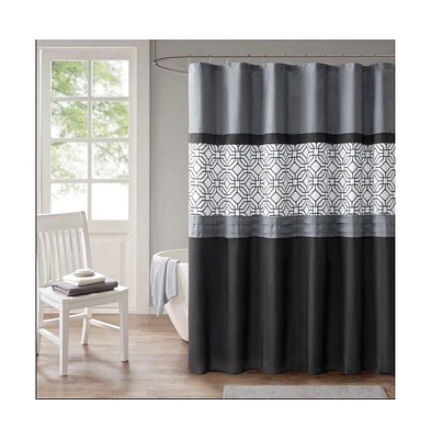 Home Outfitters Microfiber Embroidery Pieced Shower Curtain 72"W x 72"L, for Bathrooms