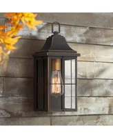 Sunderland Rustic Industrial Outdoor Wall Light Fixture Black Warm Gold Metal 4