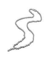 Sterling Silver with White Gold Plated Clear Princess Cubic Zirconia Zigzag Style Necklace