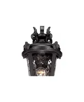 Marseille Traditional Outdoor Wall Light Fixture Black Steel Scroll 19" Clear Hammered Glass Down bridge Arm for Exterior House Porch Patio Outside De