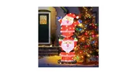 Led Double Santa Yard Sign with String Lights and 4 Stakes - Red