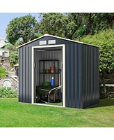 7 x 4 Feet Metal Storage Shed with Sliding Double Lockable Doors