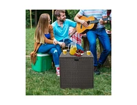 72 Gallon Rattan Outdoor Storage Box with Zippered Liner and Solid Pneumatic Rod