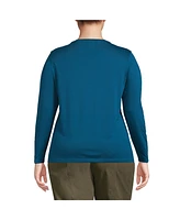 Lands' End Plus Relaxed Supima Cotton Long Sleeve Crew Neck T-Shirt