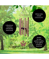 Evergreen Hand Tuned Butterfly Wind Chime for Outside Scale of C|Deep Tone|Powder-coated Metal|Red|27