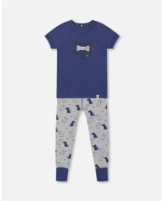 Baby Boy Cotton Two Piece Pajama Set Grey Mix Printed Dogs - Infant