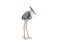 Evergreen Beautiful Springtime Brushed Metal Grey Heron Bird Handcrafted Statue - 24 x 43 x 8 Inches Fade and Weather Resistant Decoration