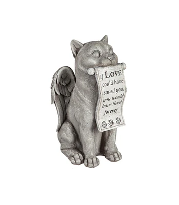 Evergreen 14"H Cat with Scroll Memorial Garden Statuary Garden and Yard Decor