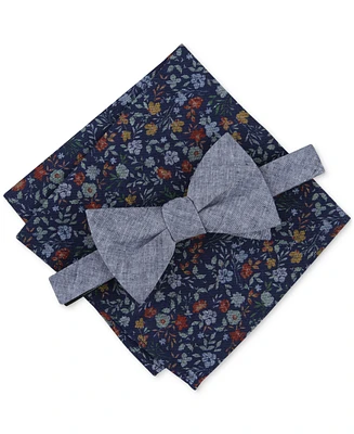 Bar Iii Men's Kanupp Solid Bow Tie & Floral Pocket Square Set, Created for Macy's