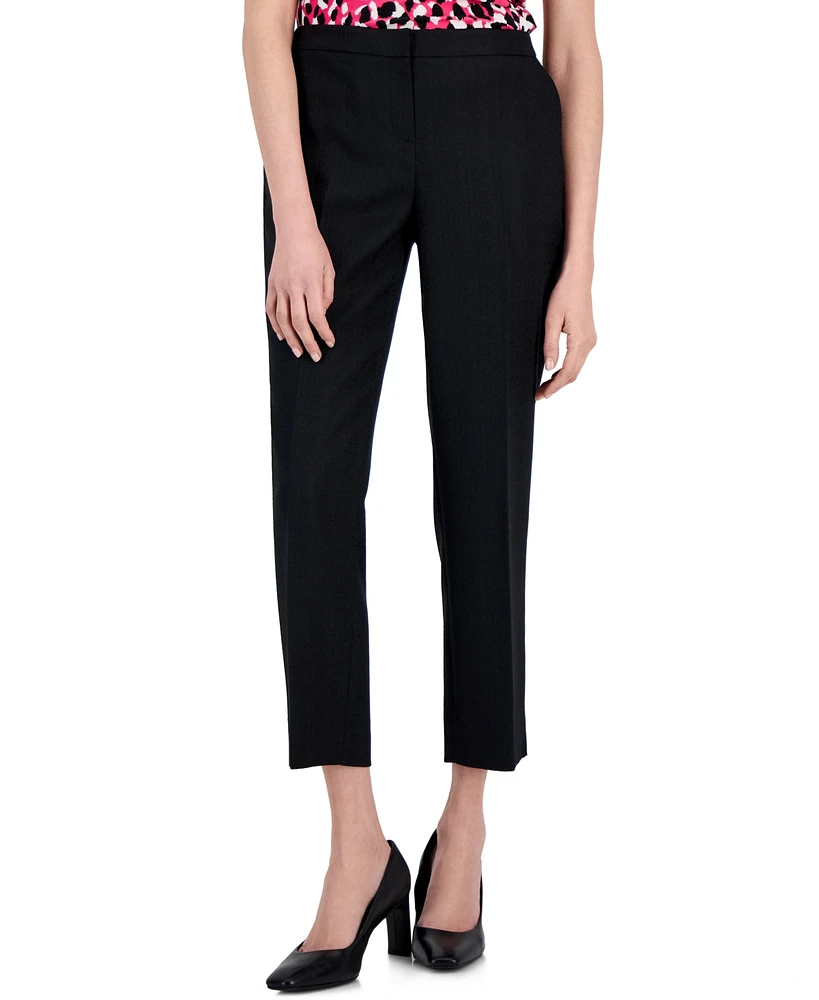 Kasper Women's Hampton Textured Straight-Leg Elastic-Waist Ankle Pants