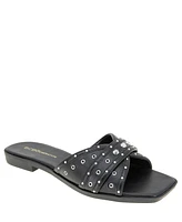 BCBGeneration Women's Lucca Studded Slide Flat Sandals