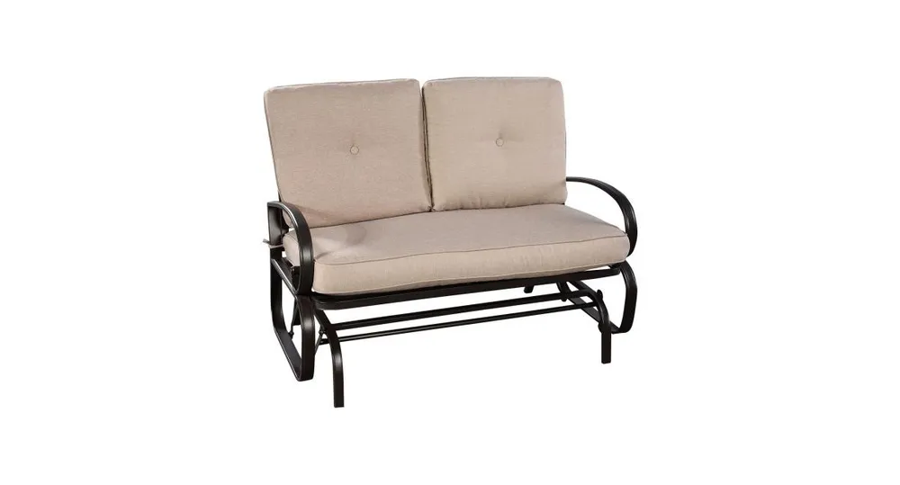 Outdoor Patio Cushioned Rocking Bench Loveseat